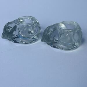 Set of Vintage Indiana Glass Cat votives/Candle Holders